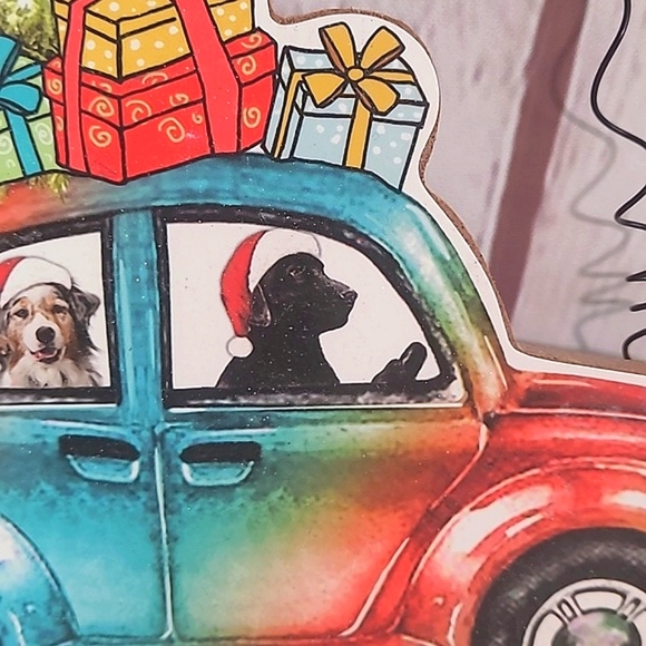 Wooden Rainbow Car Dogs Christmas Tree Labrador Collie Holiday Hanging Decor - Picture 5 of 10